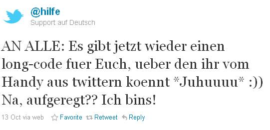 Twitter mobil nur via longcode